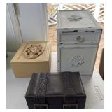 Lot with Wooden & Leather Boxes