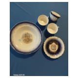 Antique Flow Blue Porelain Gold Trim