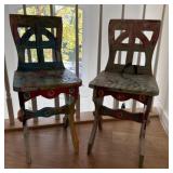 Pair Vintage Hand Decorated Childï¿½s Chairs