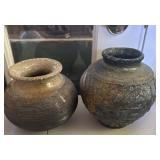 (2) Handmade Ceramic Vases (fancy, etc...)