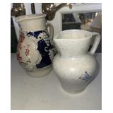 (2) Decorated Ceramic Pitchers