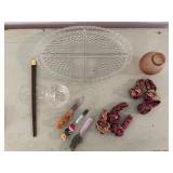 Glass Serving Dish & Napkin Holder &ï¿½