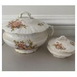 (2) Pieces Vintage Floral Porcelain w/Lids
