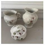 (3) Pieces Vintage Floral Porcelain