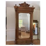 Antique Carved French Armoire w/Fancy Beveled