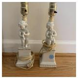 Pair Cherub Porcelain Lamps