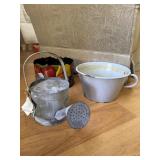 Vintage Enamelware, Flower Pot, etc...