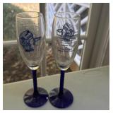 (2) Crystal Cobalt Stemmed Glasses