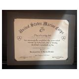 Ephemera Marine Corps Certificate 1957