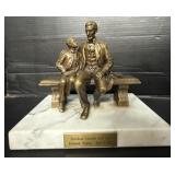 Abe Lincoln & Tad Bronze Statue on Marble Base