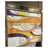 Large Signed Contemporary Art with Fish