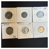 US 1976 quarter/1968-D penny/1936 nickel/dime