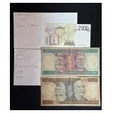 2000 Lire 1990 - 2 bills from Brazil