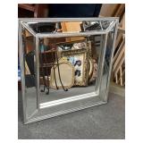Fancy Silver Framed Beveled Mirror (30" square)