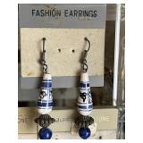 Pair Vintage Blue/White Earrings