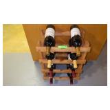 **NO SHIPPING** WOODEN WINE RACK W/ ASST. WINE >>>