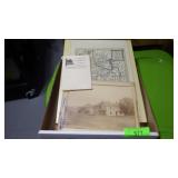 VINTAGE FRAMED GREAT TARTARY MAP, B&W PHOTO, >>>
