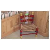 VINTAGE HAND PAINTED CHILDS CHAIR W/ RUSH SEAT