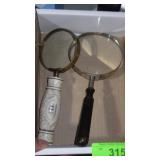 2 MAGNIFYING GLASSES (1 MADE IN GT. BRITAIN)