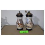 VTG WOOD & CERAMIC PEPPER GRINDER & SALT SHAKER