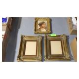 VINTAGE GOLD FRAMES & BOY PRINT