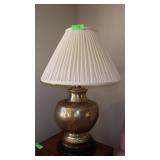 FREDERICK COOPER BRASS LAMP W/ WOODEN URN BASE>>