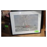 VINTAGE DAVID COBB SAILBOAT PRINT 18 1/2 x 14 1/2