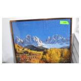 FRAMED MOUNTAIN SCENE & FARM PUZZLE 19 x 27