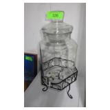 GLASS ICE TEA / LEMONADE JAR ON METAL STAND