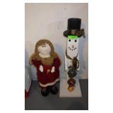 WOODEN SNOWMAN (30") & CLOTH ANGEL DECOR  (25")