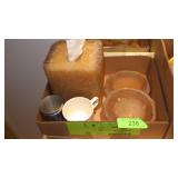 ACRYLIC TISSUE BOX & SOAP DISHES, PEWTER? CUP, >>>