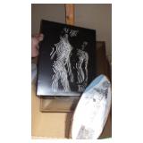 1994 PAINTING ON WOOD, WHITE ON BLACK ABSTRACT>>>
