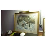1955 JOHN W. CLAGHORN WATERCOLOR? W/ PICTURE LIGHT