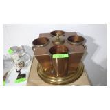 GLOBAL VIEWS ART DECO BRASS & COPPER WINE CHILLER