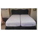 PADDED KING HEADBOARD W/ BEDSKIRT & THROW>>>