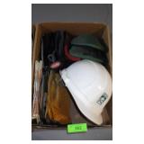 ASST. WORK GLOVES (2 NEW),  HARD HAT, KNEE PADS