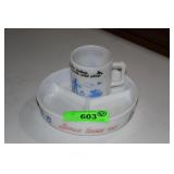 VTG HAZEL ATLAS MILK GLASS DIVIDED DISH "JESUS>>>>