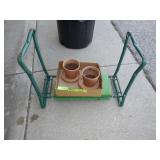 GARDEN KNEELER SEAT, 2 CLAY POTS