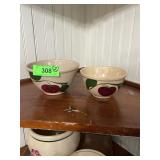 2 VTG WATT POTTERY APPLE BOWLS (BOTH W/ CRACKS &>>