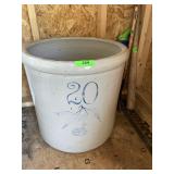 VTG 20 GAL STONEWARE BIRCH LEAF CROCK W/ CRACK