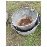2 VTG GALVANIZED WASH TUBS (W/ HOLES - FOR PLANTS)