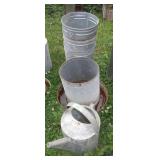 VINTAGE GALVANIZED WATERING CAN & YARD ART PARTS