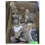 FIGURINES, SUGAR BOWL, SOCK DARNER, ETC