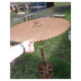 YARD ART- 32" SAWBLADE ON BELT DRIVER BASE (DOES >