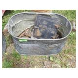 VINTAGE YARD ART COPPER BOILER, CAST IRON DOOR,>>>