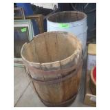 2 WOODEN KEGS (1 PAINTED, ONE NEEDS SOME LOVE:)