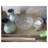 METAL VASES, CRYSTAL LAMP SHADE, GOBLET, CANDLE>>>