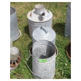 VTG GALVANIZED CHICKEN WATERER & YARD ART PARTS