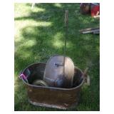 VINTAGE COPPER BOILER (DENTED - SEE PICS), RUG >>>