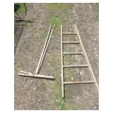 VTG WOODEN LADDER SECTION (69"), 2 HAY RAKES FOR>>